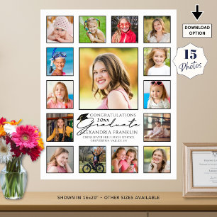 Modernes Script Graduate 15 Foto Collage Poster