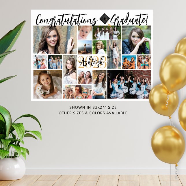 Modernes Script Graduate 17 Foto Collage Poster (Von Creator hochgeladen)