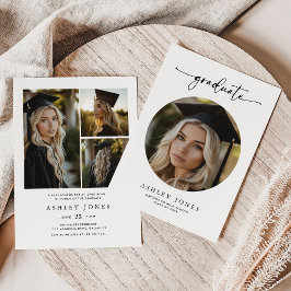 Modernes Script Graduate 4 Foto Collage Abschluss Einladung