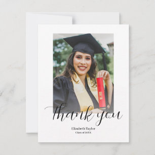 Modernes Script Graduate Einfaches Foto Abschluss Dankeskarte