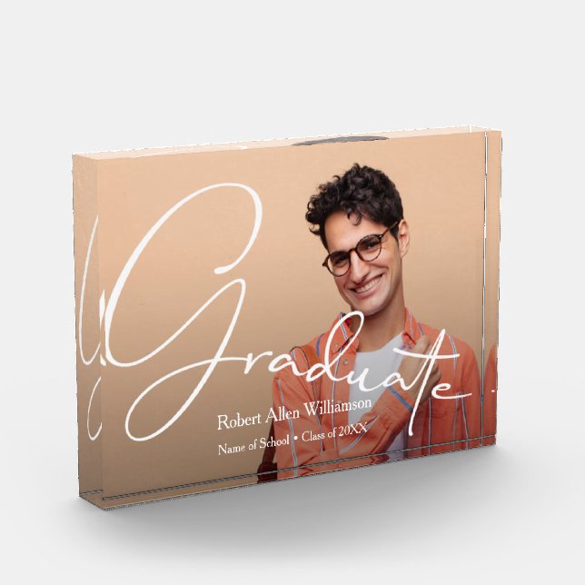 Modernes Script Graduate Foto Block (Links)