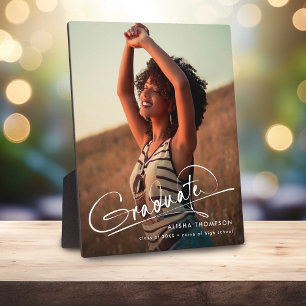 Modernes Script Graduate Foto Geschenk Abschluss Fotoplatte