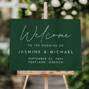 Modernes Script Green Wedding Willkommen Acrylschild
