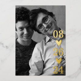 Modernes Script Heart Foto Save the Date Folieneinladung