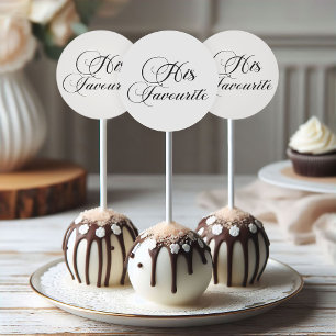 Modernes Script Hochzeitskuchen Topper für ihn Runder Aufkleber
