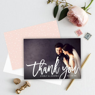 Modernes Script-Hochzeitsskript - Foto Vielen Dank Dankeskarte