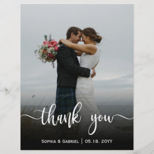 Modernes Script Hochzeitsskripte Foto Danke Karte