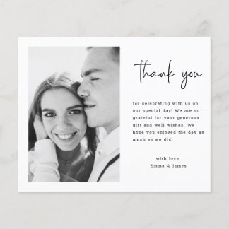 Modernes Script Hochzeitsskripte Foto Danke Karte