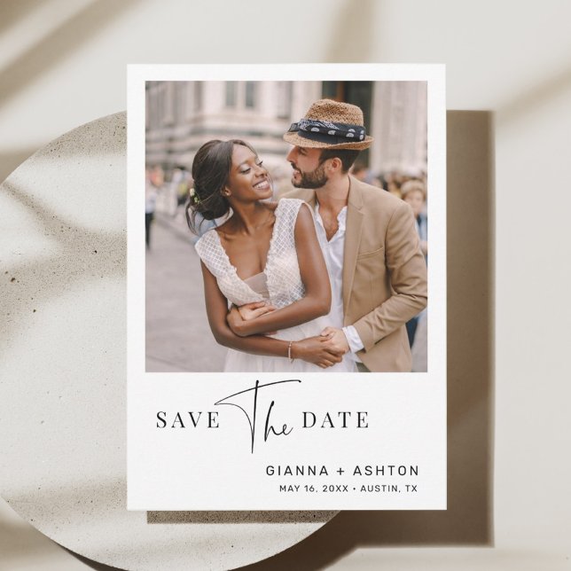 Modernes Script-Hochzeitsskripte-Foto Save The Date (Von Creator hochgeladen)