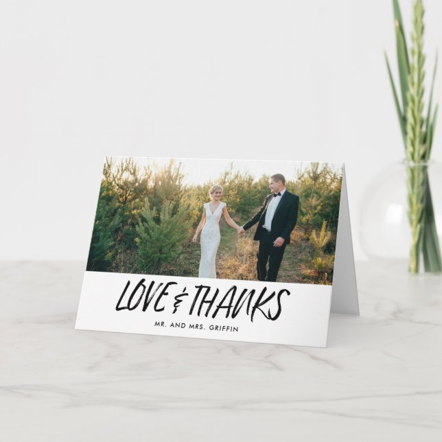 Modernes Script Hochzeitsskripte Foto Vielen Dank  Dankeskarte (Vorderseite)