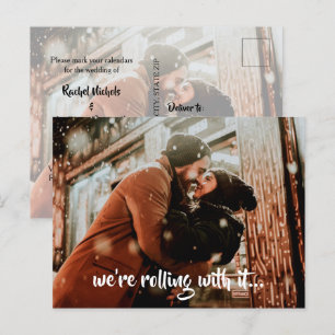 Modernes Script-Hochzeitsstift Save the Date Ankündigungspostkarte