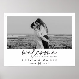 Modernes Script-Hochzeitszeichen mit Foto Poster