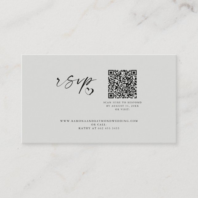 Modernes Script-Hochzeitungs-Website QR-Code Begleitkarte (Vorderseite)