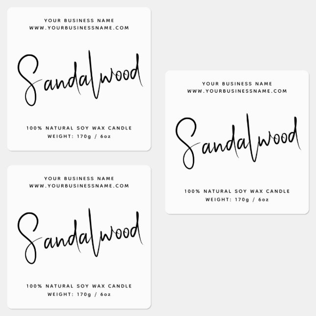 Modernes Script-Kosmetik-Kerzensiegel Etiketten (Gruppe)