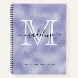Modernes Script Lila Foil Monogram Notebook Notizbuch