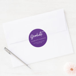 Modernes Script Lila White Abschluss Runder Aufkleber