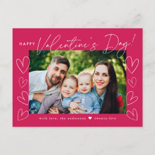 Modernes Script Magenta Valentine's Day Foto Feiertagspostkarte