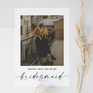 Modernes Script Minimalistisch Bridesmaid Vorschla Postkarte