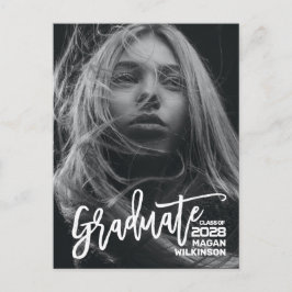 Modernes Script Minimalistisch Full Foto Abschluss Einladungspostkarte