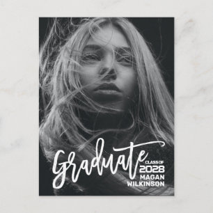 Modernes Script Minimalistisch Full Foto Abschluss Einladungspostkarte