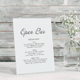 Modernes Script Minimalistisch Open Bar White Wedd Sockelschild