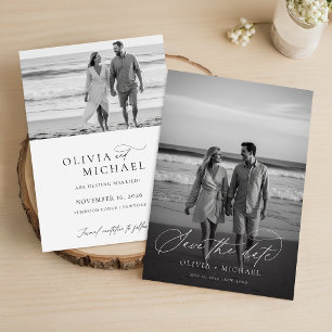 Modernes Script Minimalistisch Wedding Foto Save The Date