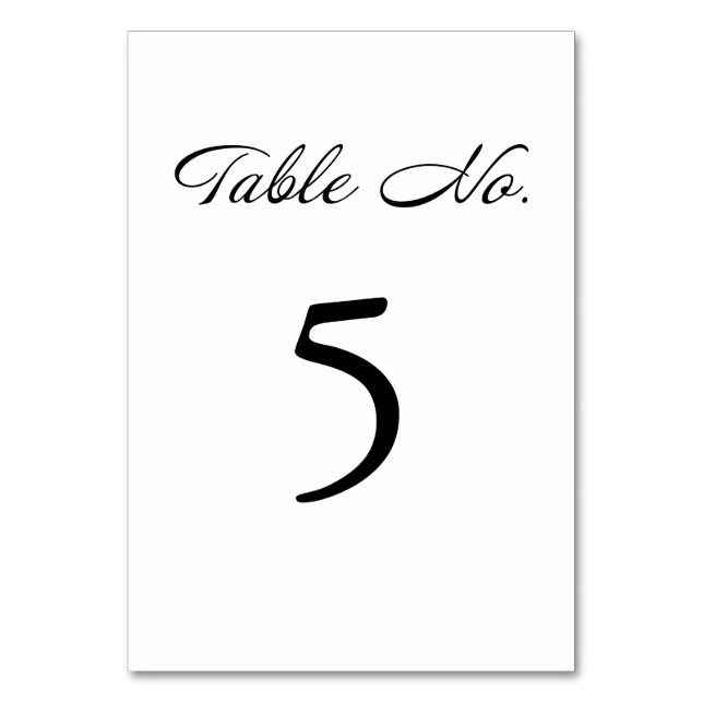 Modernes Script Minimalistisch White Wedding Tischnummer (Vorderseite)