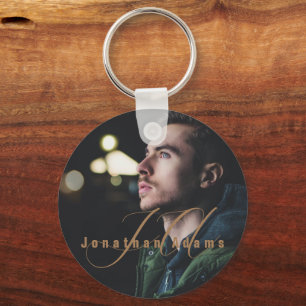 Modernes Script Mit Monogramm Vollständiges Foto Schlüsselanhänger