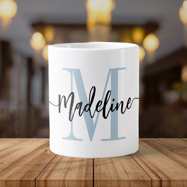 Modernes Script Monogram Custom Jumbo Jumbo-Tasse (Von Creator hochgeladen)