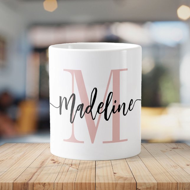 Modernes Script Monogram Custom Jumbo Jumbo-Tasse (Von Creator hochgeladen)