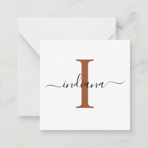 Modernes Script Monogram handgeschriebenes Schwarz Mitteilungskarte