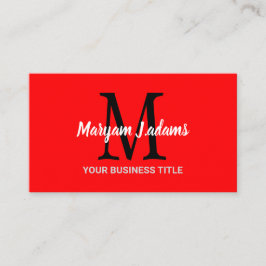 Modernes Script Monogram (QR Code) Chic Black Red Visitenkarte