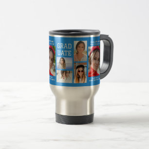 Modernes Script Multi Foto Abschluss Graduate Reisebecher