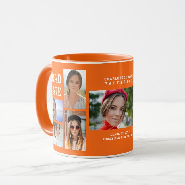 Modernes Script Multi Foto Abschluss Graduate Tasse (Vorderseite Links)