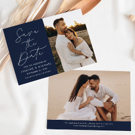 Modernes Script Navy 2 Foto Save The Date