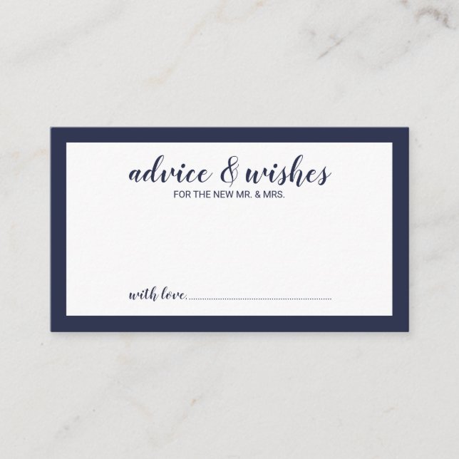 Modernes Script Navy Blue Wedding Hinweiskarte (Vorderseite)