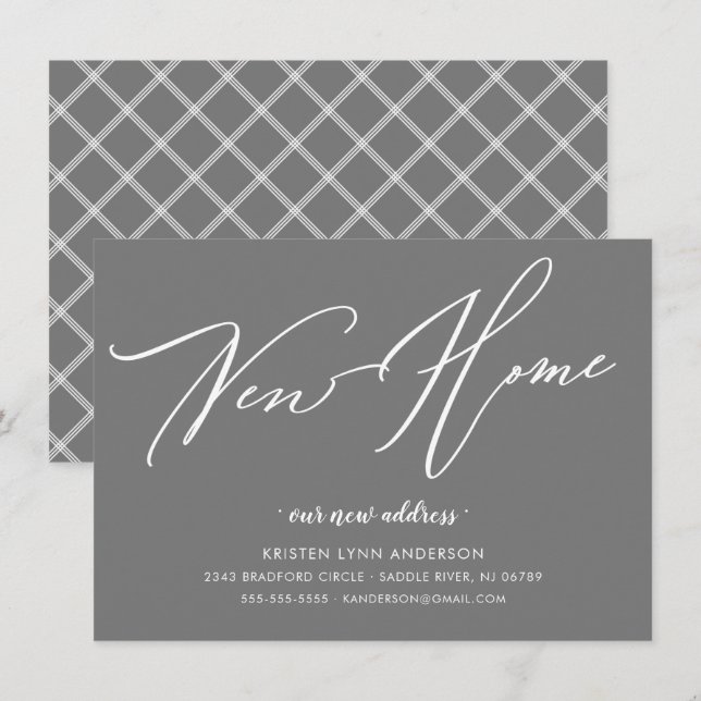 Modernes Script - Neuer Zuhause-Moving-Ankündigung Einladung (Vorne/Hinten)