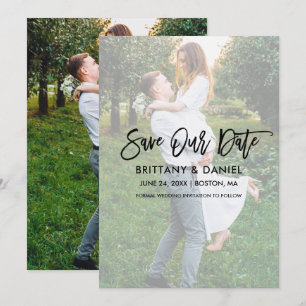 Modernes Script-Overlay für Pinselstriche Rette un Save The Date