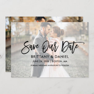 Modernes Script-Overlay für Pinselstriche Rette un Save The Date