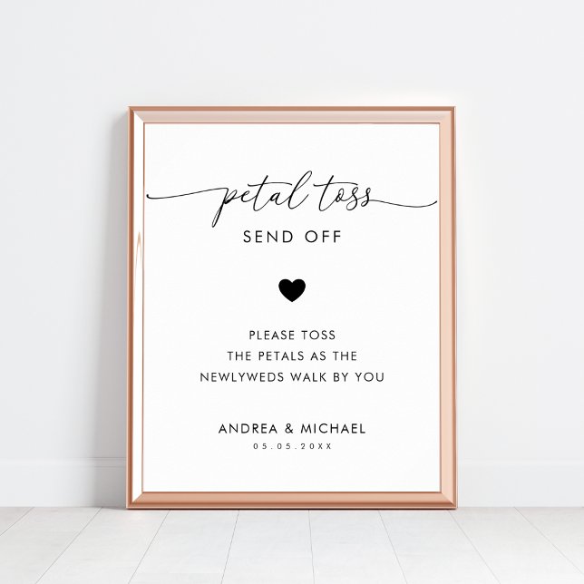 Modernes Script-Petal-Toss senden Hochzeitszeichen Poster (Von Creator hochgeladen)