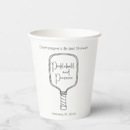 Modernes Script Pickleball & Prosecco Brautparty Pappbecher