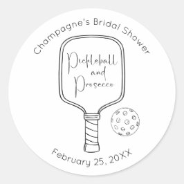 Modernes Script Pickleball & Prosecco Brautparty Runder Aufkleber