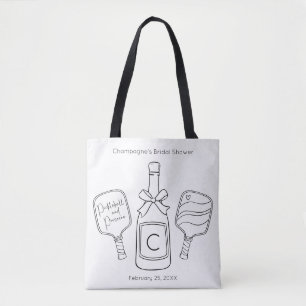 Modernes Script Pickleball & Prosecco Brautparty Tasche