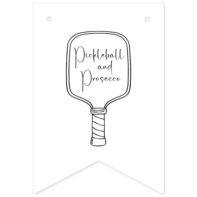 Modernes Script Pickleball & Prosecco Brautparty Wimpelkette (Achte Fahne)