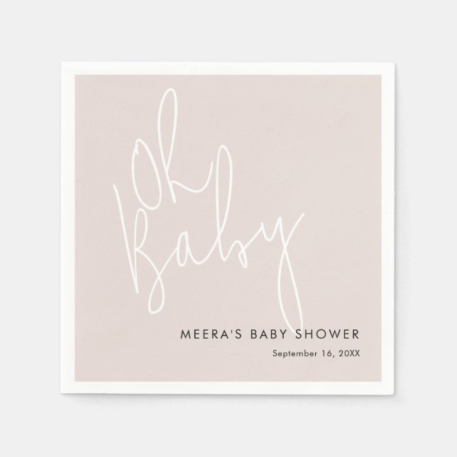 Modernes Script Pink Oh Baby Dusche Serviette (Vorderseite)