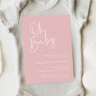 Modernes Script Pink Oh Baby Simple Baby Showroom Einladung