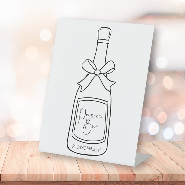 Modernes Script Prosecco Bar Brautparty Sockelschild (Von Creator hochgeladen)