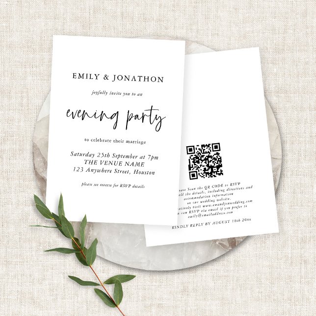 Modernes Script QR Code Hochzeit Abend Party Invit Einladung (Von Creator hochgeladen)