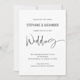 Modernes Script QR Code Schwarz-weiß Wedding Einladung