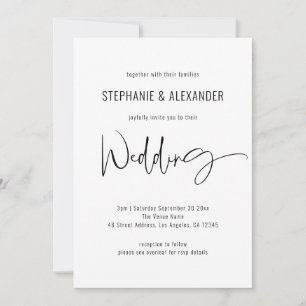 Modernes Script QR Code Schwarz-weiß Wedding Einladung